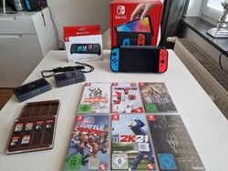 Nintendo Switch OLED-Modell HEG-001 64GB Spielekonsole + 6 Spiele + Controller