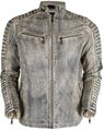 Herren Bikerjacke Gesteppt Vintage Retro Weiß Biker Jacke Somerjacke Lederjacke