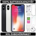 Apple iPhone X 10 - 64 256 GB - Grau Silber - 100% Batterie - Zubehörpaket