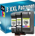 3 TINTE PATRONEN für HP15+78 DeskJet 916c 920c 940c 3820 3822 3816 PSC900 950