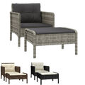 Garten-Lounge-Set mit Kissen Hocker Poly Rattan Sitzgruppe Garnitur Sofa Couch