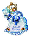 Christbaumschmuck Glas 13cm Teddybär Schaukelpferd Figur Mundgeblasen Blau