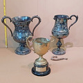 3 Vintage Trophäe - Argus/Harriers 1894, KNRF Fraserburgh Pigeon Racing, grauer Cup