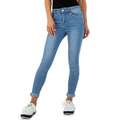 Hautenge Damen Stretch Röhrenjeans mit Nieten Blau #H2072