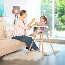 Hochstuhl Babystuhl Kinderhochstuhl mit Tablett Fußstütze Treppenhochstuhl Grau