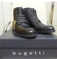 Bugatti Herren Leder Boots 46 Schnürstiefel Stiefeletten Dunkelgrau darkgrey Neu