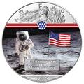 Silbermünze Silver Eagle First Man on the Moon (2.) USA 2019 - 1 Oz ST in Farbe