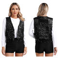 Frauen Weste Meine Damen Jacke Tassel Trim Disco Kostüm Für Casual Partywear