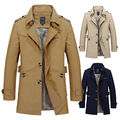 Herren Winter Warm Formal Trenchcoat Lange Jacke Smart Work Tops Neu