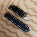 Breitling Lederarmband 22/20mm 435X schwarz mit Breitling Dornschließe