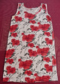 ♛FRANSA ♛ weißes Sommerkleid mit Rote Blumen, ohne Ärmel Gr. S/M 40/42