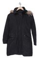 WOOLRICH Winterjacke Damen Gr. M Schwarz Kapuze Pelzimitat