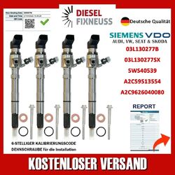 4x Einspritzdüse 03L130277B Siemens VW Motor CAYA 1,6 TDI CONTINENTAL