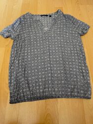 Tom Tailor Print Blusenshirt, Gr. 36, blau