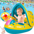 Aufblasbar Baby Schwimmring mit Sonnendach Schwimmreifen Schwimmen Babysitz Ring