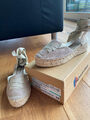 Sandalen/ Espadrilles Gr. 38 beige/ sand mit Plateausohle und Bindebändern