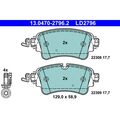 1x ORIGINAL® Ate 13.0470-2796.2 Bremsbelagsatz, Scheibenbremse Hinten, exkl.