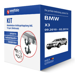 Westfalia KIT für BMW X3 Typ F25 Anhängerkupplung inkl. eSatz AHKKIT 303160900113 | ZUGLAST=2400kg STÜTZLAST=100kg