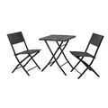 B-Ware SVITA Polyrattan Bistro-Set Balkon-Set Klappmöbel Garten-Möbel Schwarz