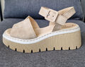 GABOR Sandalen Damen Gr. 38 beige mit Plateausohle