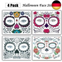 Temporäre Gesicht Tattoo Rose Design, 4pcs Weihnachtsgeschenke Halloween Face 