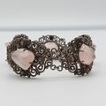 Antikes 800 Silber Armband mit Rosenquartz - Rose Quartz Nugget - (226)