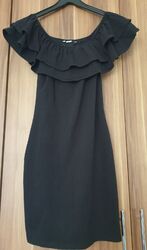 schwarzes Carmenkleid / Stretch / schwarz Gr.34/36