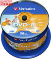 Verbatim DVD-R 16X Matt Silver 4.7GB, 50Er Pack Spindel, DVD Rohlinge Bedruckbar