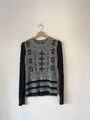 Desigual Pullover grau & schwarz gemustert - Gr. Small S