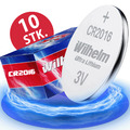 10 x Knopfzelle CR2016 Wilhelm Batterie Lithium 3V CR 2016 Industrieware