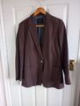 Damen Massimo Dutti Blazer Jacke Braun Viskose Leinen Mix UK 12