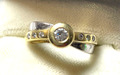 Massiver 585 Gold 14 K bicolor Ring 7 Brillanten Juwelier 5,22 Gr. RG 54 gepfl.