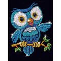 Süßes Paillettenbild Eule 28x37x4cm Kinder Sequin Art Owl Steckbild Lustiger Uhu