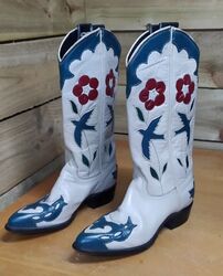 SELTENE Acme Bluebird Gene Autry Design Leder Cowboy Mädchen Stiefel US 6,5 (UK 5,5) 