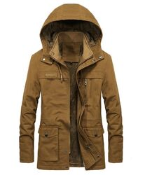 Neu Winterjacke Herren dick warmes Fell mit Kapuze Parka Mantel Mode Vliesmantel