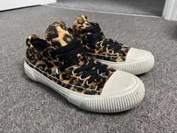 ALL SAINTS Jazmin SNEAKER LEOPARDENMUSTER Echt Kalbshaar Größe UK 3