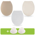 WC-Sitz Absenkautomatik Set Hülsen Wackelfrei Toilettensitz Duroplast Grau Beige