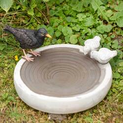 Vogeltränke Vogelbad stehend Beton Schale Futterstelle Gartendeko Wasserschale 