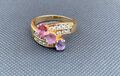 1960er Stil Vintage Cocktail Ring mit rosa Saphir, Topas und lila Amethyst