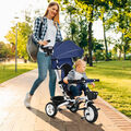 HOMCOM 6 in 1 Dreirad mit Schubstange, Kinderdreirad mit Sicherheitsgurt Blau