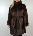 SAGA MINK FUR COAT NERZ MANTEL VISONE 38 M 40 L NERZJACKE BRAUN