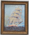 1954 Jahr Ölgemälde mit Rahmen Malerei Oil Painting Schiff Seefahrt Meer