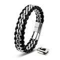 SERASAR, Lederarmband „Steel“ für Herren, mit Magnetverschluss