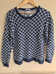 Gant Rugger - Herren Pullover „Diamond Jaquard“ blau-weiß [Gr. M] sehr gut