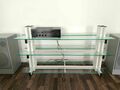 Hifi Regal Rack Glas Hifirack TV Sideboard Fernseher Lowboard Musik Möbel weiß