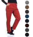 Thermohose Damen Winterhose leichtes Innenfleece Basic Stretchhose mit Gummizug