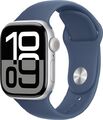 Apple Watch Series 10 42 mm Aluminiumgehäuse silber am Sportarmband S/M denim [W