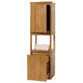 Teak-Hochschrank HWC-M71, Badschrank Badezimmer, B-Grade-Teak, 141x41x36cm