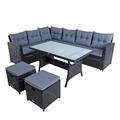 Polyrattan Essgruppe Lounge Möbel Set Sofa Gartenset Gartengarnitur Sitzgruppe