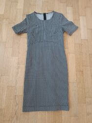 Kleid Gr. S Esprit Kurzarm Grau Weiß Baumwolle Damen Basic Business Stretch